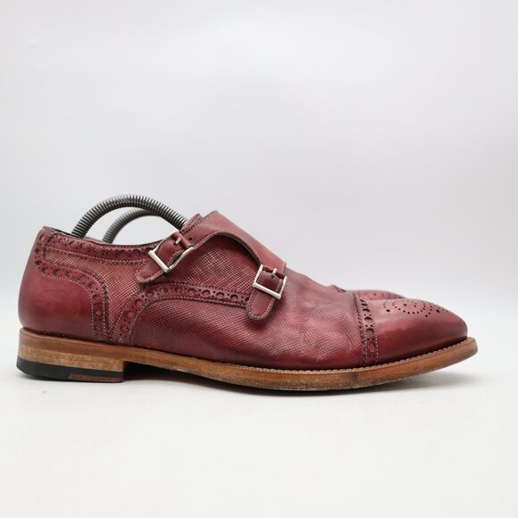 Magnanni Double Monk Strap Men's EU Size 41  Burgundy Leather Dress Shoes - Picture 1 of 13